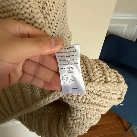 Free People Chunky Knit Cream My Only Sunshine Pullover Mockneck Sweater Preppy - Picture 11 of 16